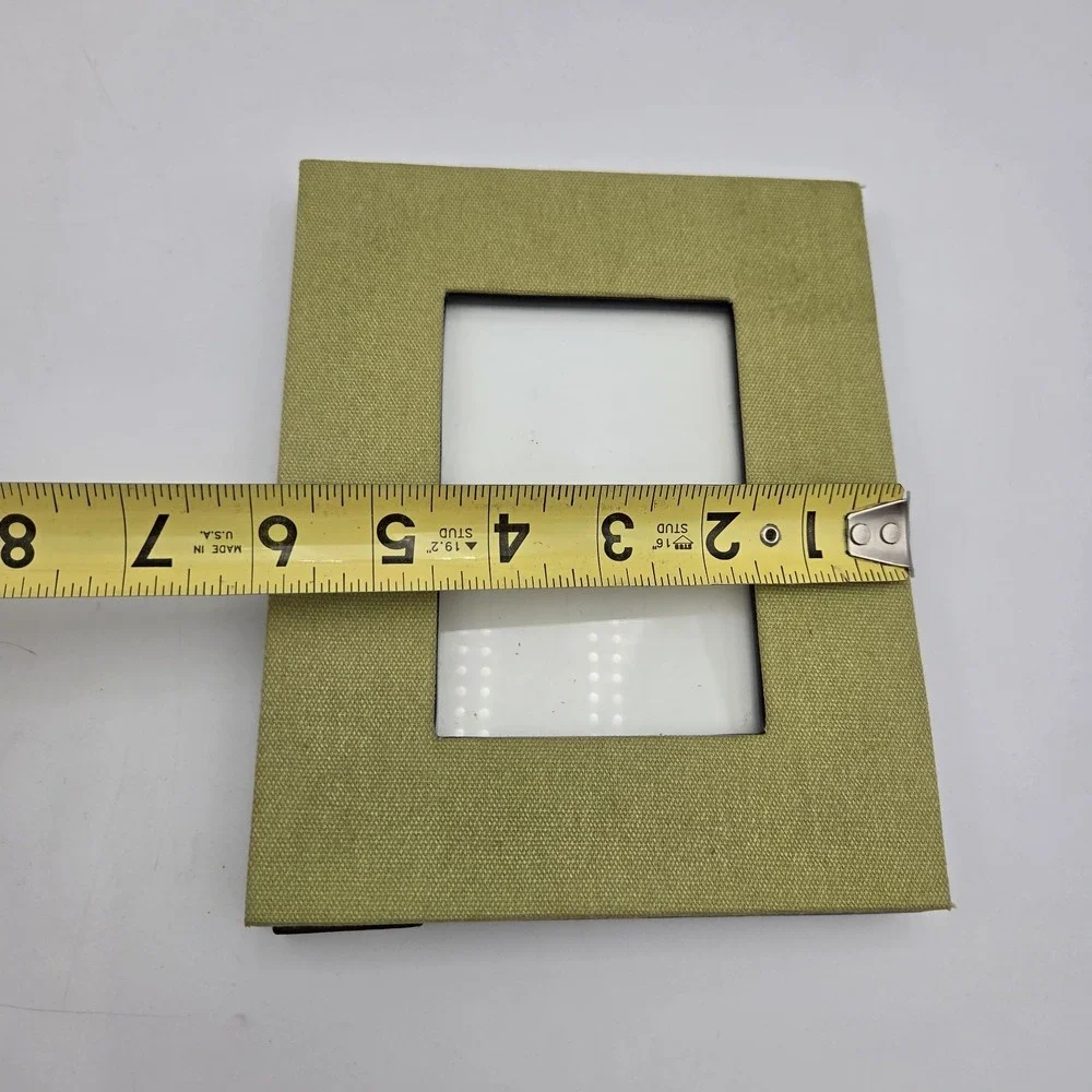 Vintage Olive Green fabric Photo frame Picture Size 3 1/2